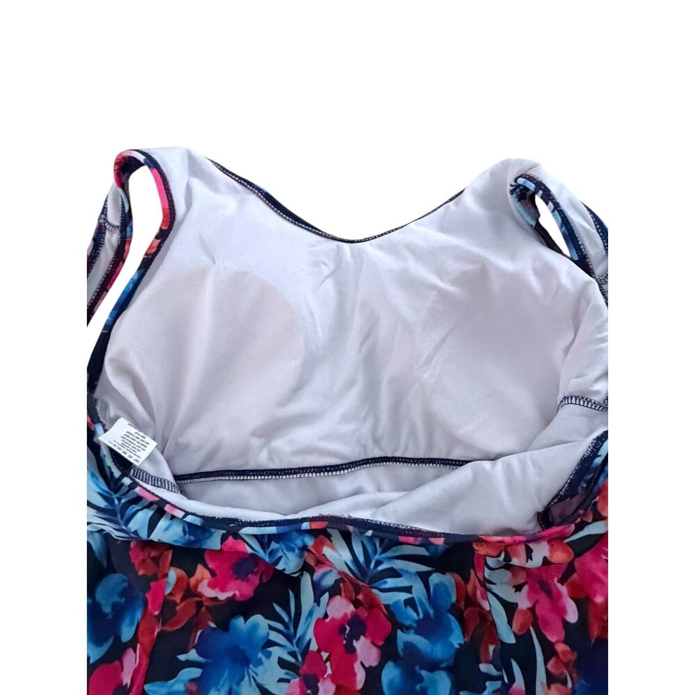 BloomChic One-Piece Floral Swim Dress Women's 14/16 Tummy Control Blue Pink NEW - Picture 5 of 7